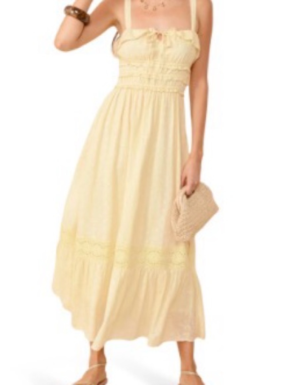 Light Yellow Smocked Sundress with Spaghetti Straps